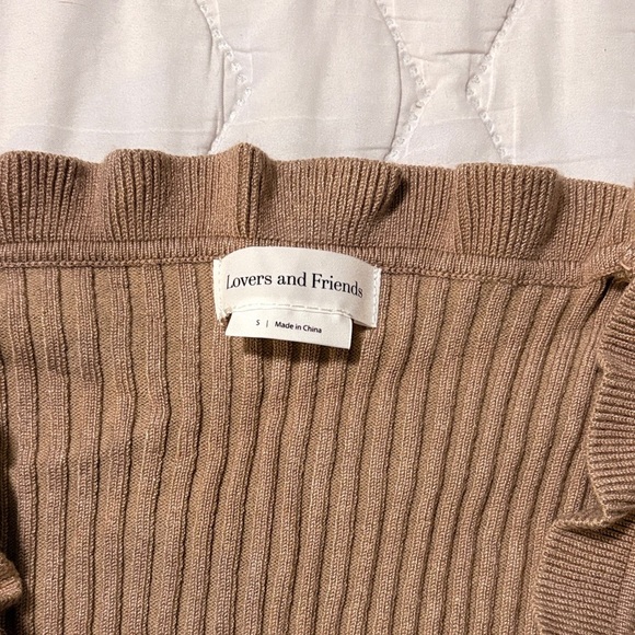 Lovers + Friends Ruffled Tan Cardigan - Picture 2 of 7